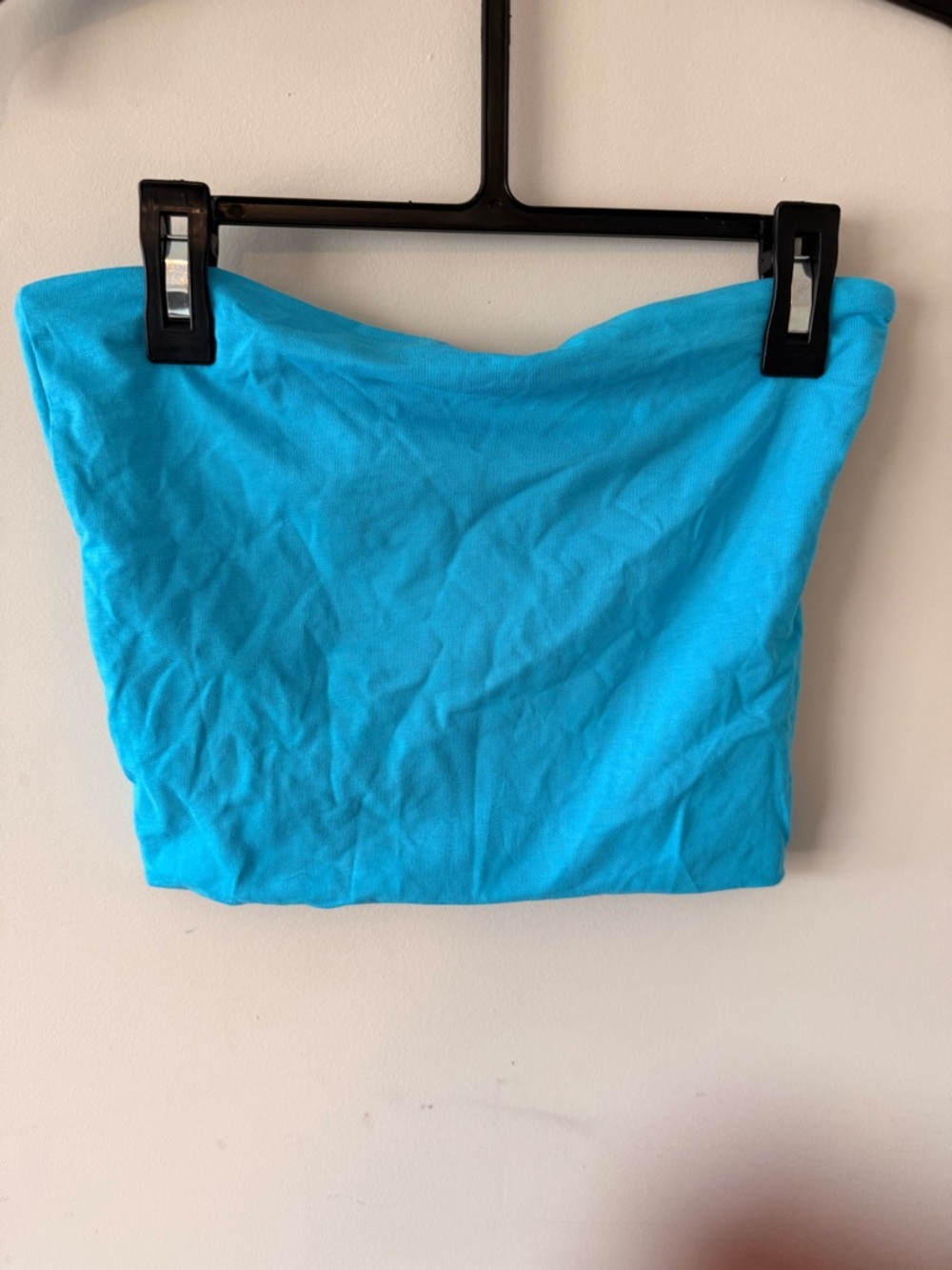 Fashion Nova Bright Aqua Blue Strapless Crop Top